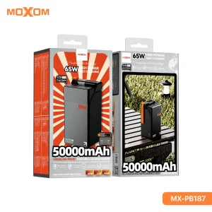 پاوربانک 50000 میلی‌آمپر ماکسوم مدل MX-PB187 | فست شارژ 65 وات با نمایشگر LCD